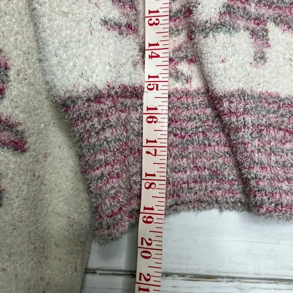 POL Fuzzy Sweater Size Small Pink Ivory Mock Neck Boho Cozy Top